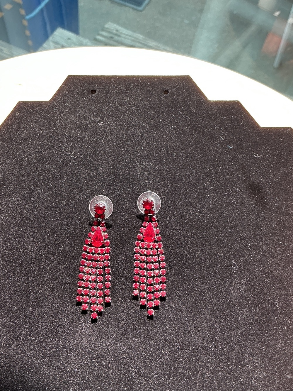 Red Crystal Tassel Drop Earrings - Elegant Women Jewelry